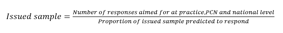 Equation describing how to calculate the issued sample Equation describing how to calculate the issued sample